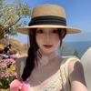 Французская шляпа с плоской тульей, женская широкополая шляпа, соломенная плетеная шляпа, летняя пляжная шляпа для садоводства от солнца, шляпа для бассейна, кемпинга, соломенная шляпа
