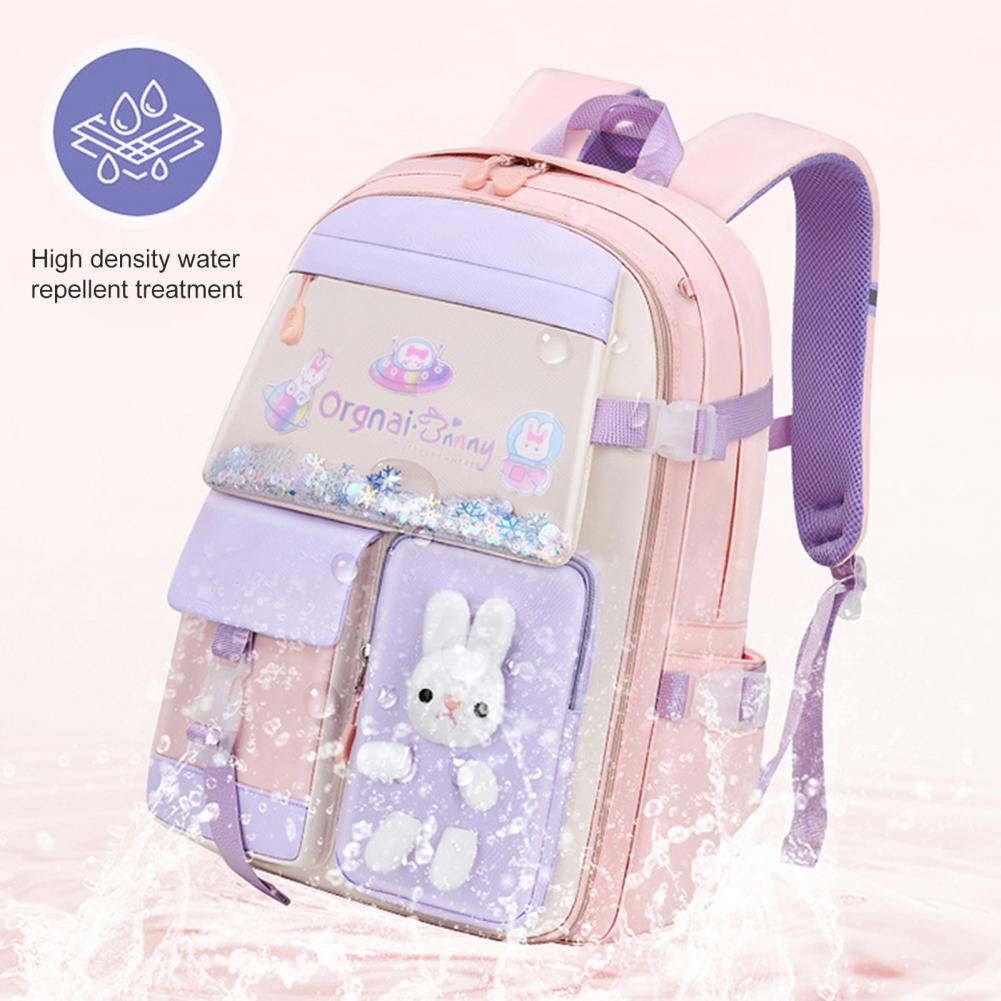 Полезный рюкзак для студентов с изображением кролика из мультфильма, для хранения книг, устойчивый к разрывам, портативный, гладкий, на молнии, школьный рюкзак