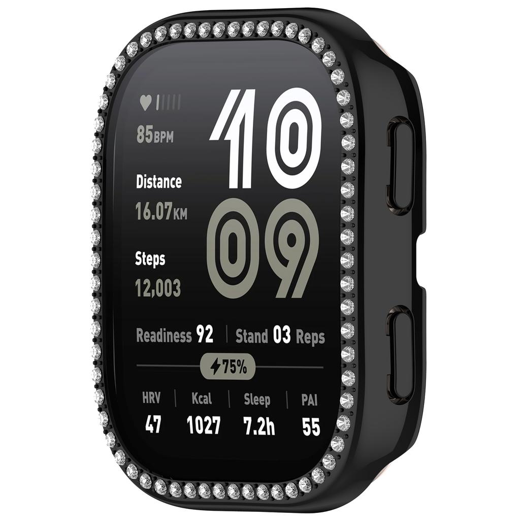 For Huami Amazfit Bip 6 (A2435) Watch Case Rhinestone Decor Hollow Electroplating PC Watch Cover