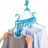 LEC New Foldable 8-Row Hanger with Sliding Arms and Low-Profile Hooks (Speeds Up Drying and Storage!) Blue, Medium, W00159