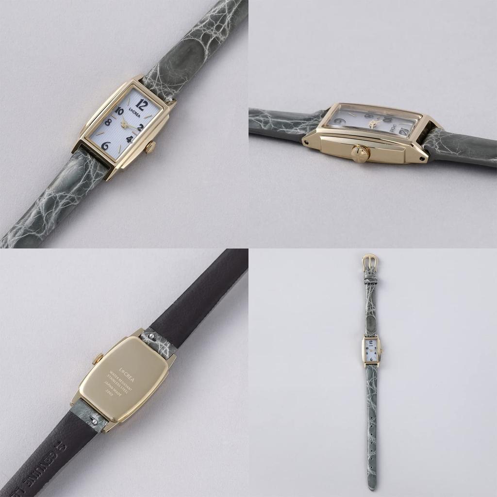 Солнечные часы LeClair из натуральной кожи крокодила, Япония [LCREA], женские (ПРЯМОУГОЛЬНИК/Золото, Пояс/LC2002-GPCSA)