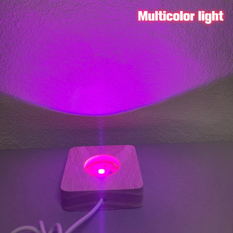 Wooden Led Light Display Base Glass Resin Art Ornament Wooden Night Lamp