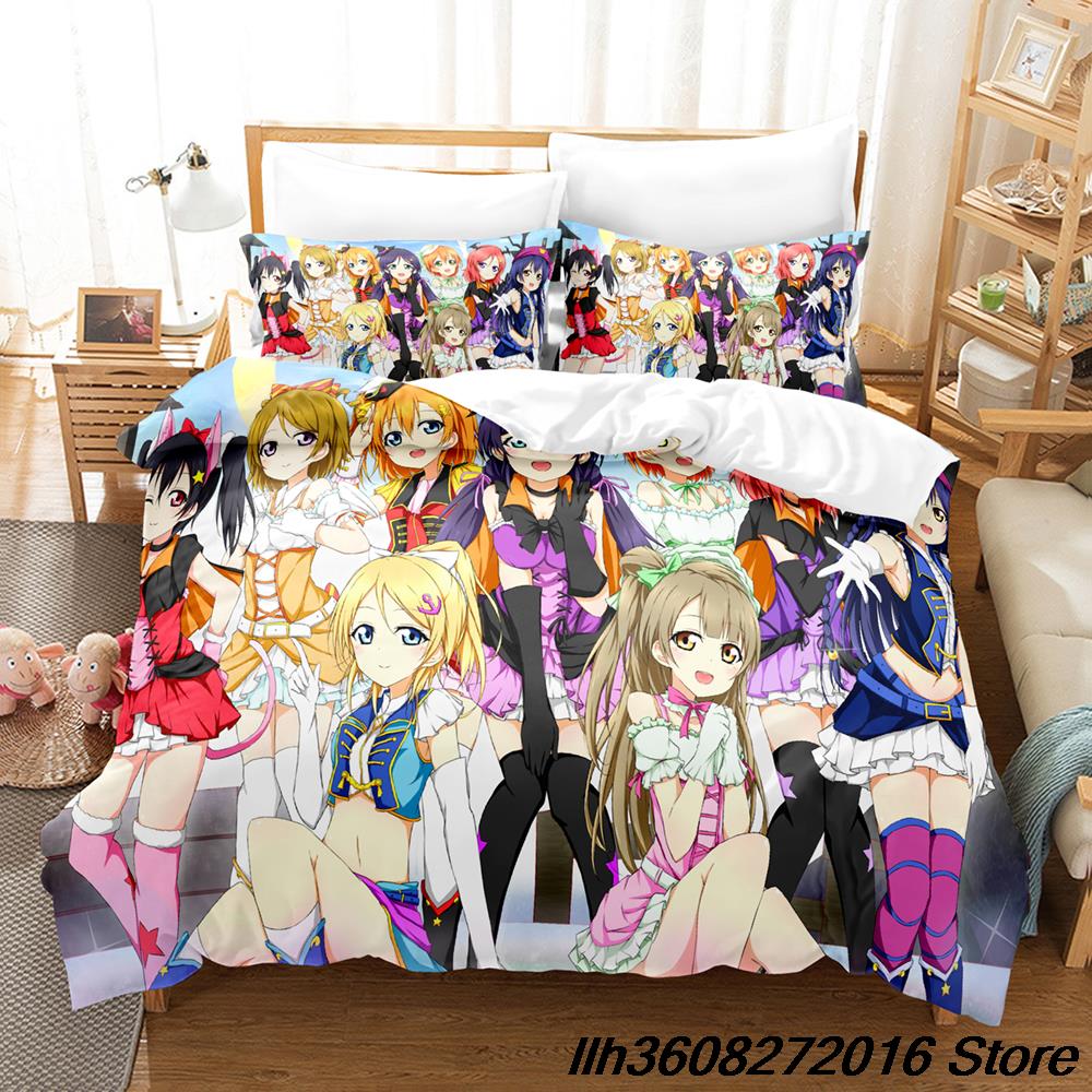 Новый Новый Кавайи Love Live! Комплект постельного белья Мультяшный Аниме Трехсекционный Набор Взрослый Ребенок Спальня Пододеяльник Комплекты Кавайный Colcha De Verano C