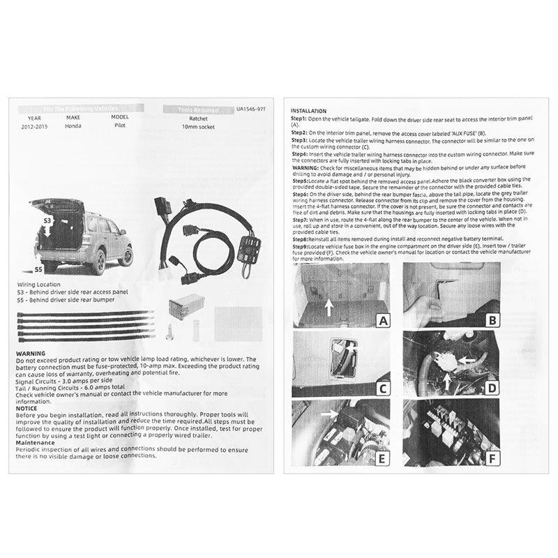 Ac29-Фаркоп 4-контактная проводка для прицепа 56170 Для Honda Pilot 2012-2015 Комплект проводки