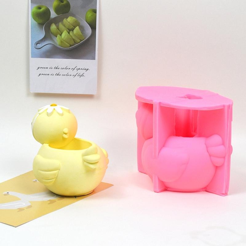 Duck Pen Holder Silicone Mold Table Ornament Succulent Planter Flowerpot Molds Epoxy Resin Mold Plaster Making Tool