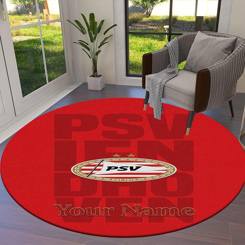 Philips Sport Vereniging Custom Name Round Area Rug,Carpet Rug for Living Room Bedroom Sofa Playroom Decor,Non-slip Floor Mat