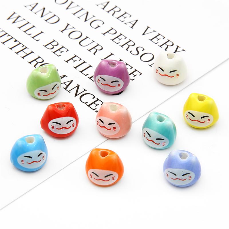 5/10 шт. 10x9 мм ручная роспись керамические бусины Lucky Cats цветочная глазурь фарфоровые бусины-разделители для изготовления ювелирных изделий DIY подвески браслет ожерелье ремесла