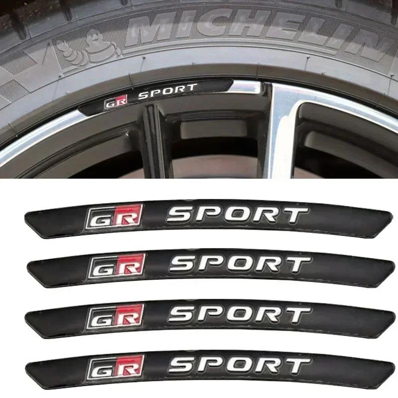 RE334pcs x Aluminium GR Sport Logo Wheel Rim Stickers Decals For Toyota GRSPORT Emblem Badge YARiS Corolla RAV4 Camry Prado Highland