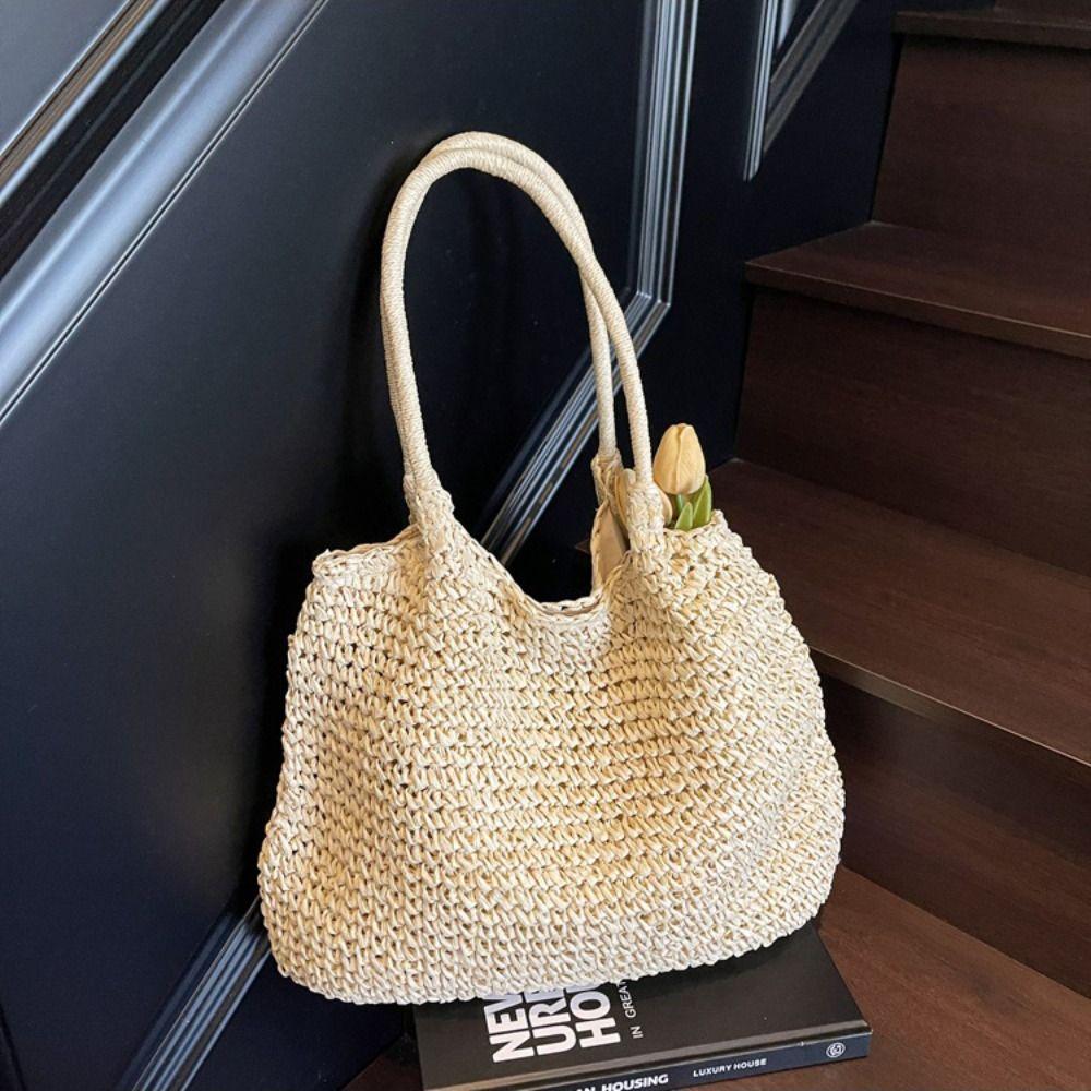 Bohemian Weave Tote Bag Hollow Out Summer Beach Bag Fashion Straw Shoulder Bag Travel