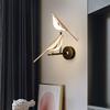 Touch Switch ON/OFF LED Wall Lamps for Bedside Bedroom Gold Silver Magpie Bird LED Wall Lights Wall Sconce for Corridor Aisle