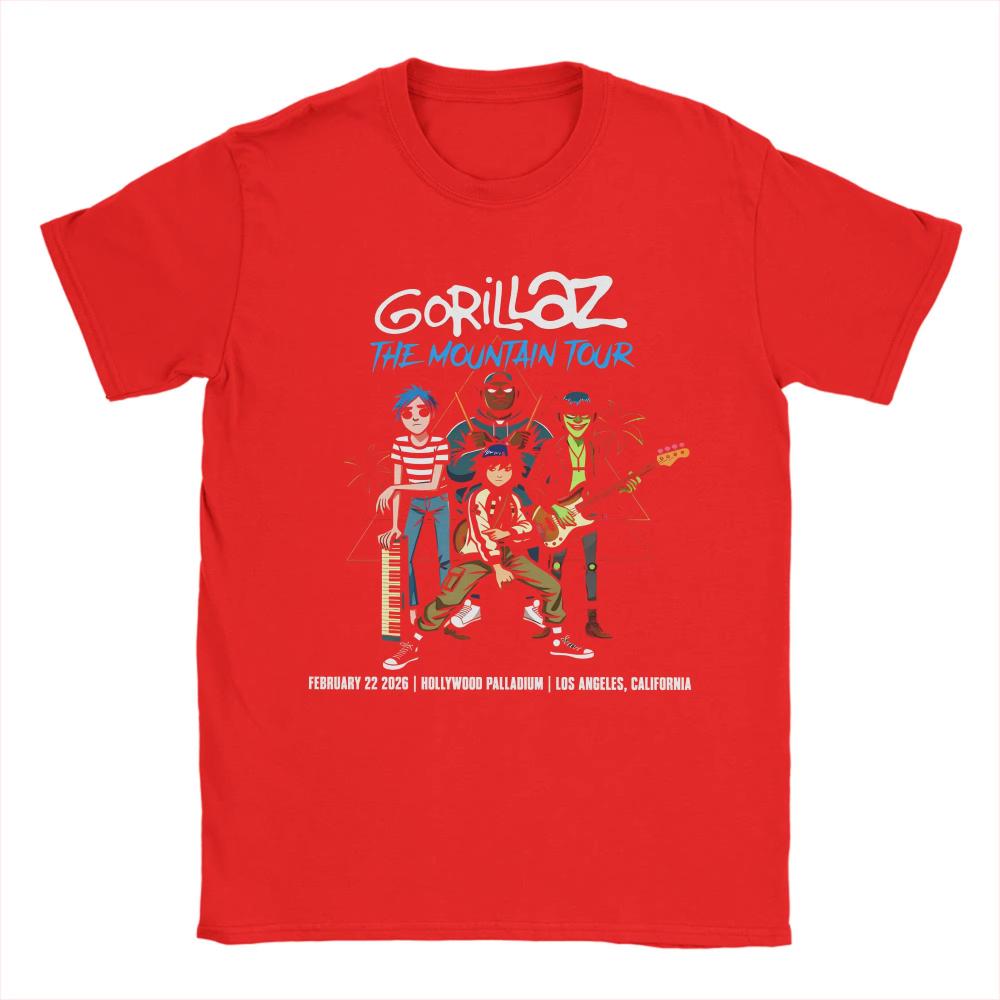 Новая футболка Gorillaz The Mountain Tour для мужчин и женщин, с круглым вырезом, из чистого хлопка, с коротким рукавом, одежда