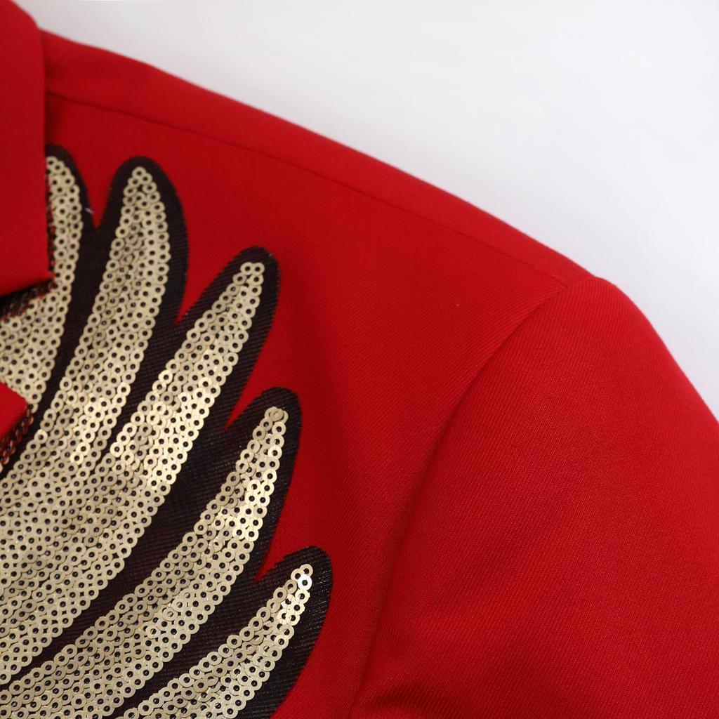 Мужская мода золотистый блестящий пиджак с крыльями