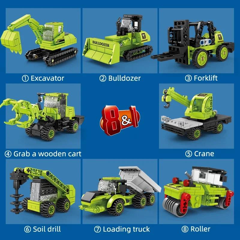 Конструктор 8 в 1 Ми 28 Вооруженный вертолет Городская инженерная машина Деформирующиеся кубики Игрушка для мальчиков Праздничные подарки для детей