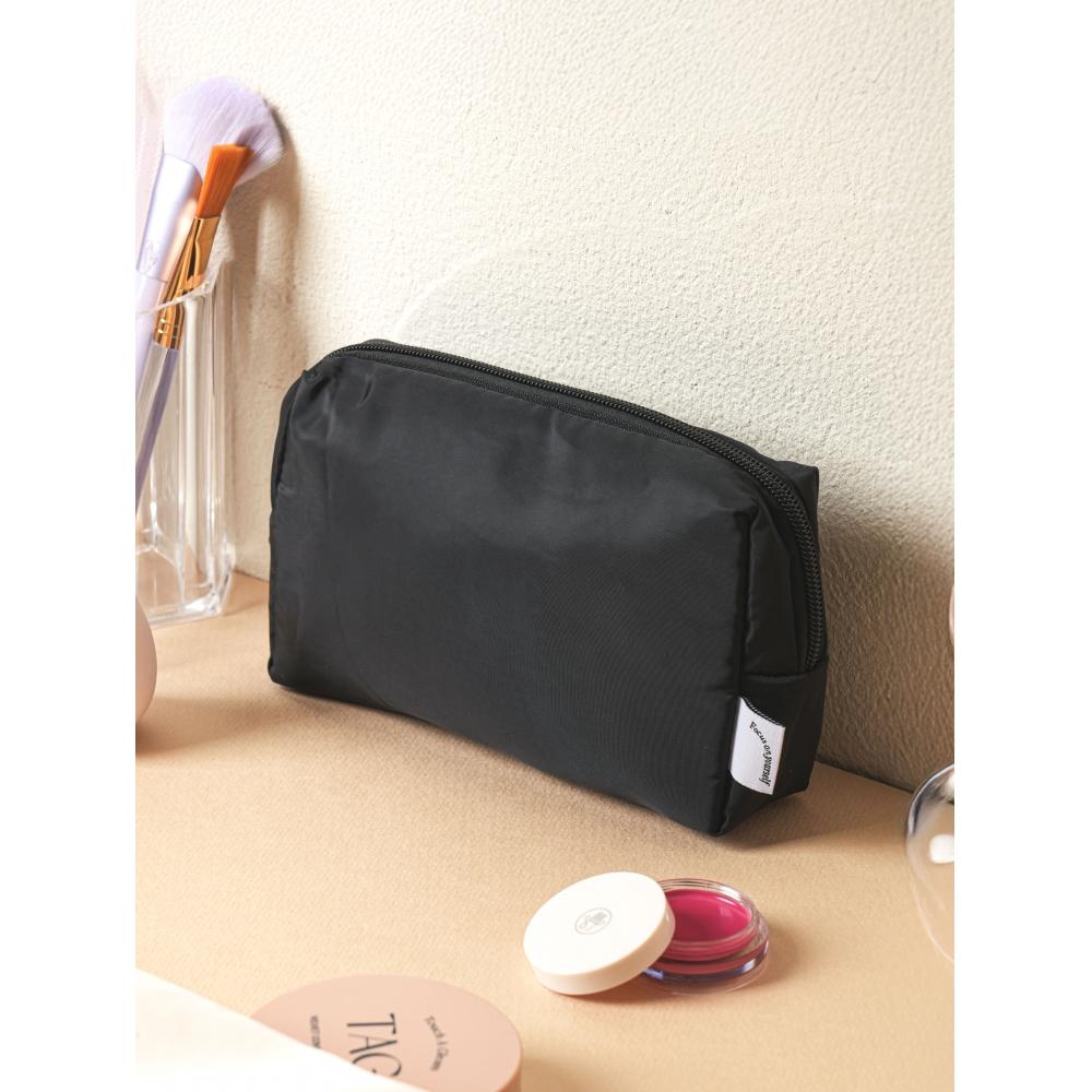 Daiso Square Label Pouch Black