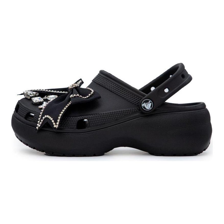 Crocs Классические клоги на платформе, черные, с темпераментным принтом бабочек, повседневные, темпераментные, в девичьем стиле, перфорированные туфли, женские, черные