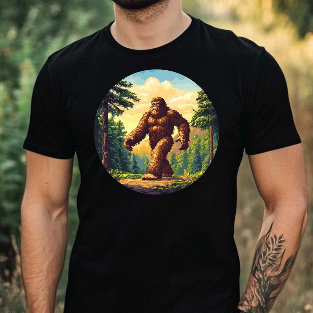 T-Shirt Herren Bigfoot Pixel Art Motiv Baumwolle Größe XS bis 5XL