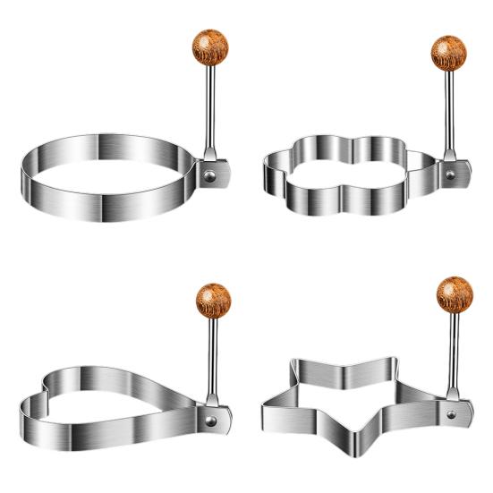 Stainless Steel Egg Ring Non-Stick Fried Egg Mold Heart Round Flower Five-pointed Star Shapes Breakfast Cooking Tools