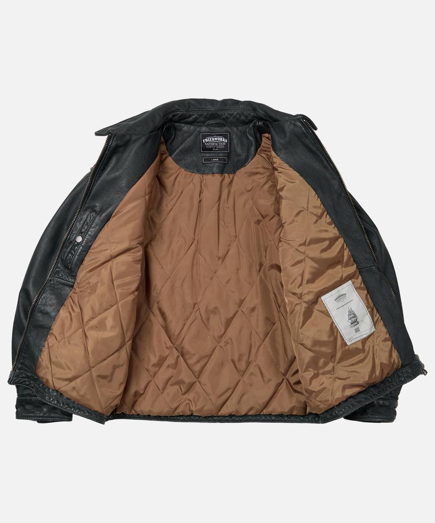 Frizmworks Destroyed Cowhide Leather Jacket _ Washed Olive