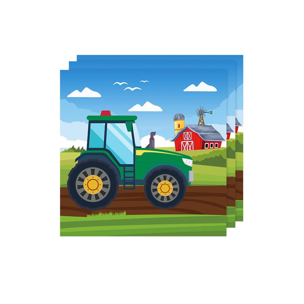 Набор для тематической вечеринки «Трактор» Посуда Скатерть Бумажные тарелки Бумажные стаканы Бумажные салфетки Принадлежности для украшения на день рождения Ранчо