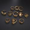 Набор из 11 колец в европейском и американском стиле в стиле ретро «Листок слона»
