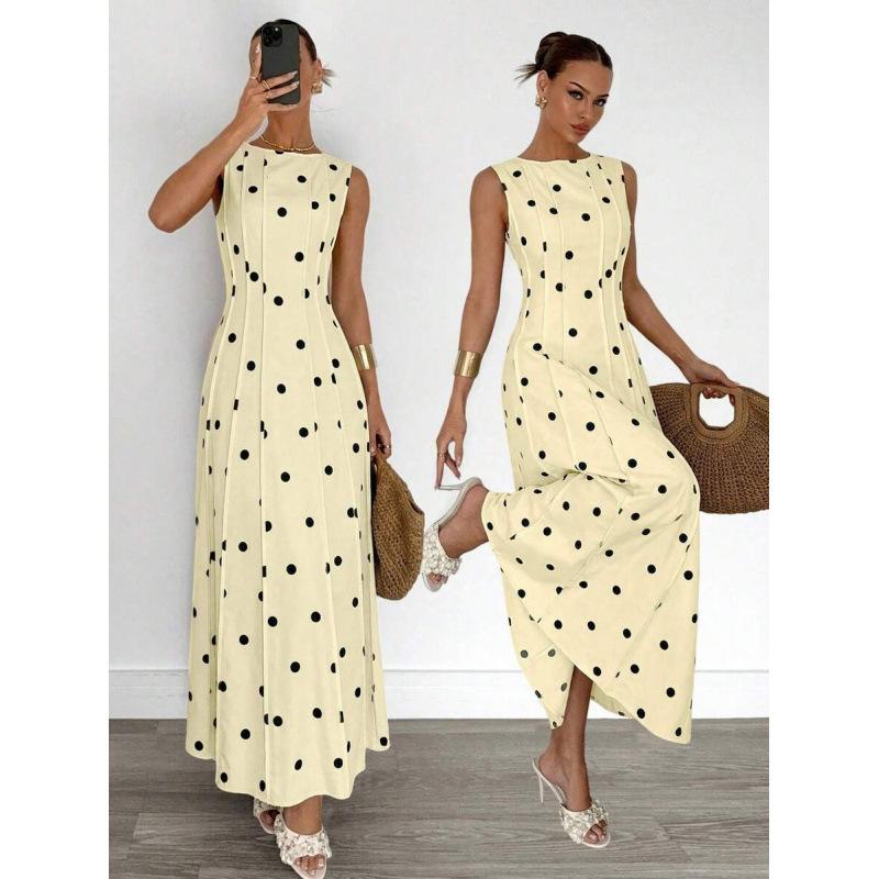 Amazon Europe and the United States 2026 summer new fashion temperament sleeveless A word casual elegant polka dot dress
