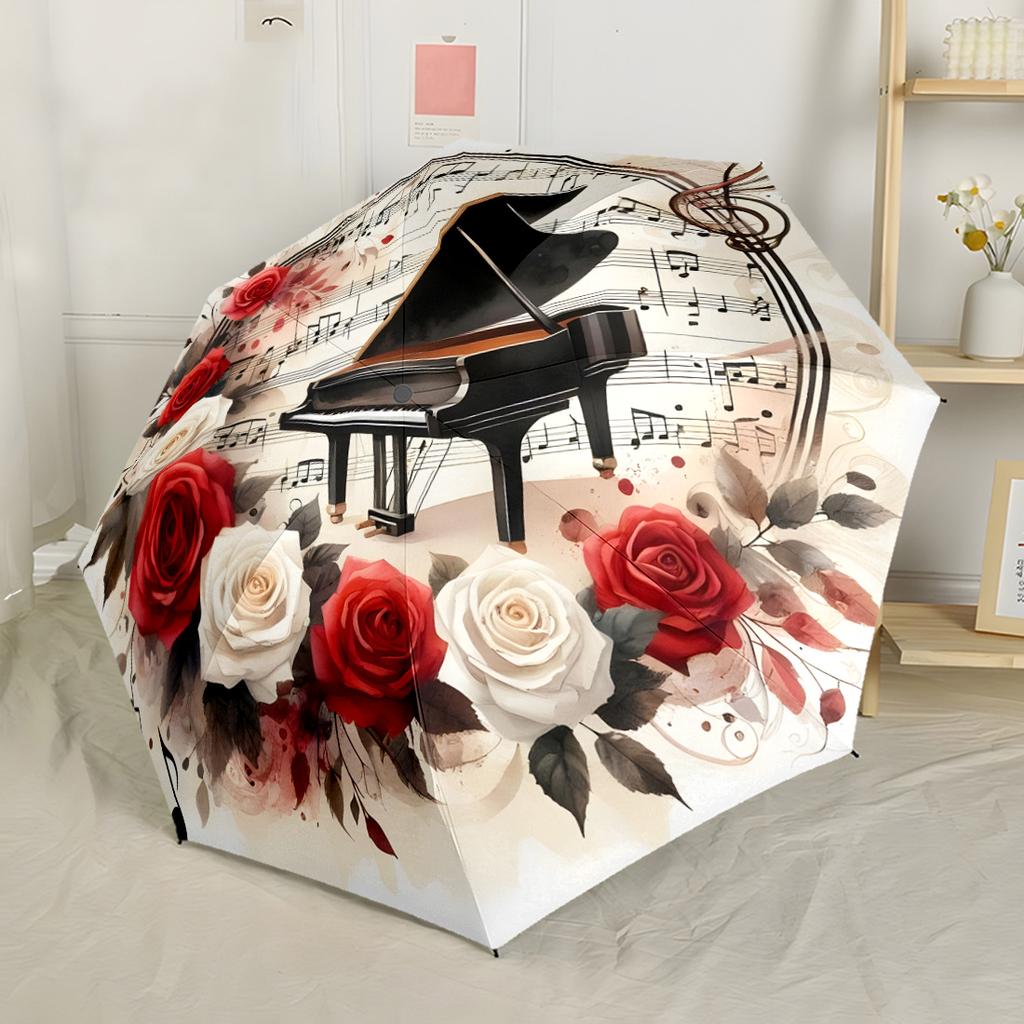 Music And Art Harmony Portable Automatic Umbrella Retractable Design with 8-Rib Durability Foldable Design for Outdoor Daily Use Fashion Lovers