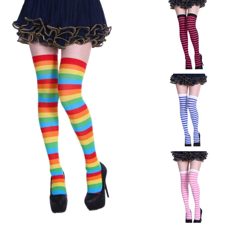 Облегающие женские высокие чулки выше колена, сексуальные модные полосатые гольфы, женские теплые длинные чулки