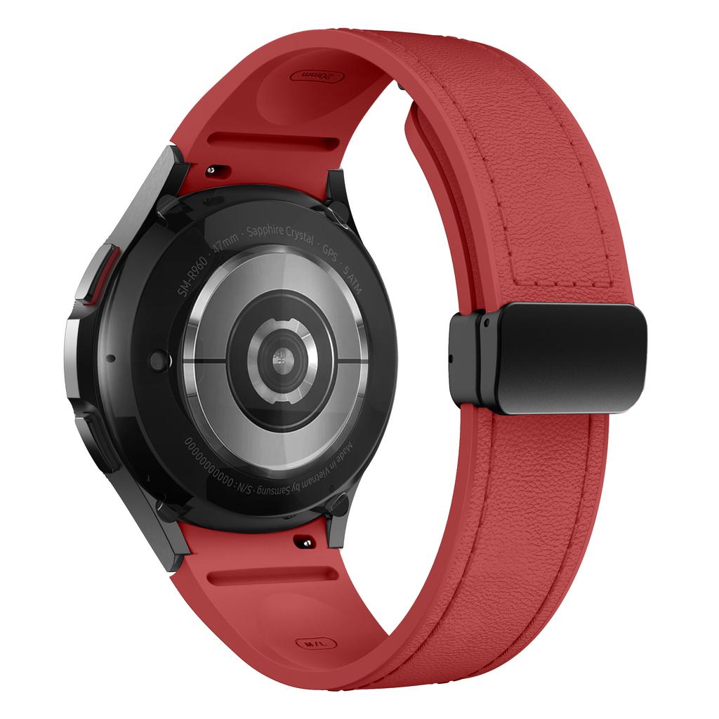 Ремешок из натуральной кожи + силикона для Samsung Galaxy Watch 7 6 5 4 44мм 40мм 20мм Браслет Galaxy Watch 6 4 Classic 47мм 46мм 43мм