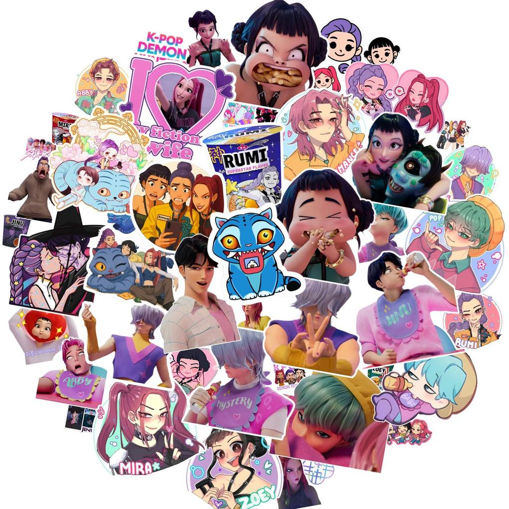 #50/55/60 шт. K-pop Наклейки Охотники на демонов K-pop Наклейки для DIY Скрапбукинга Телефон Чемодан Скейтборд Водонепроницаемые Наклейки