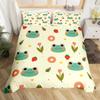 Пододеяльник Kawaii Frog King Queen Комплект постельного белья с изображением животных из мультфильмов Забавный дикий стеганый чехол для детской спальни Мягкий пододеяльник
