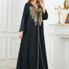 Middle East Muslim Gold Sequin Beaded Applique Two Piece Set Dubai Arab New Women's Dress