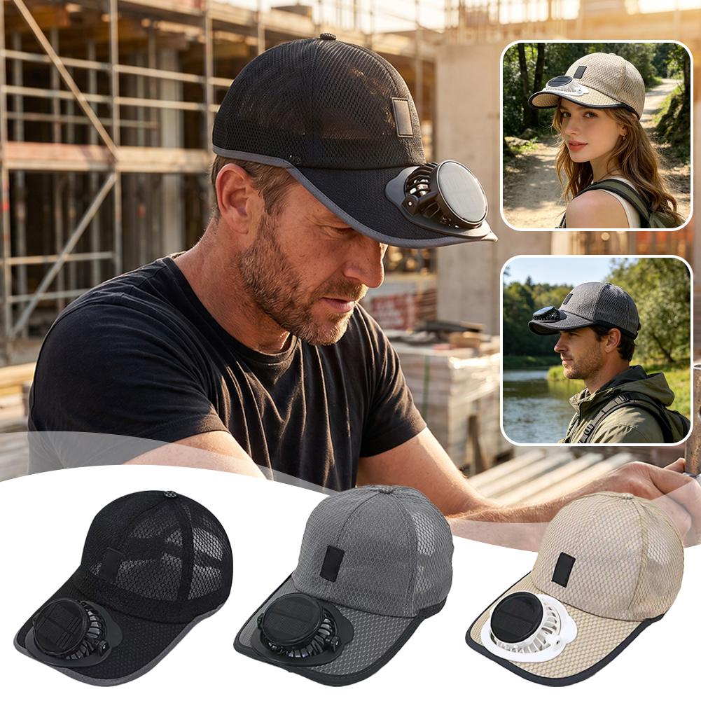 Unisex Solar Fan Baseball Cap USB Rechargeable Cooling Sun Protection Mesh Hat for Summer Travel Outdoor Leisure Sports