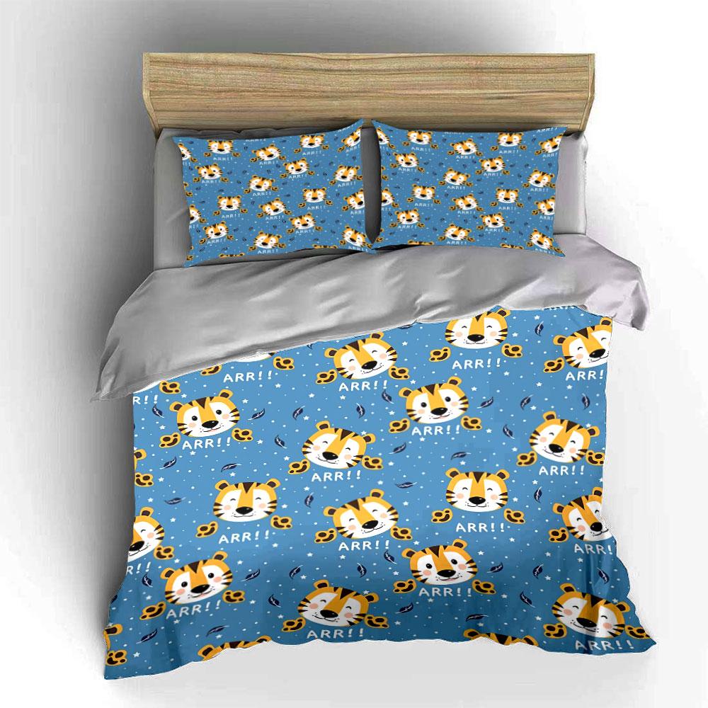 Tiger Pattern with "Arr!" Text Bedding Duvet Cover Set Duvet Cover Pillowcases (1*Duvet Cover 2*Pillowcases, without duvet insert)
