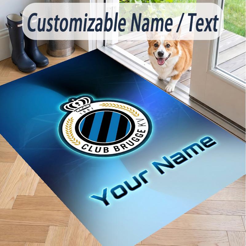 Custom Text Printed Rug Club Brugge FC Non Slip Floor Carpet For Home Room Decor
