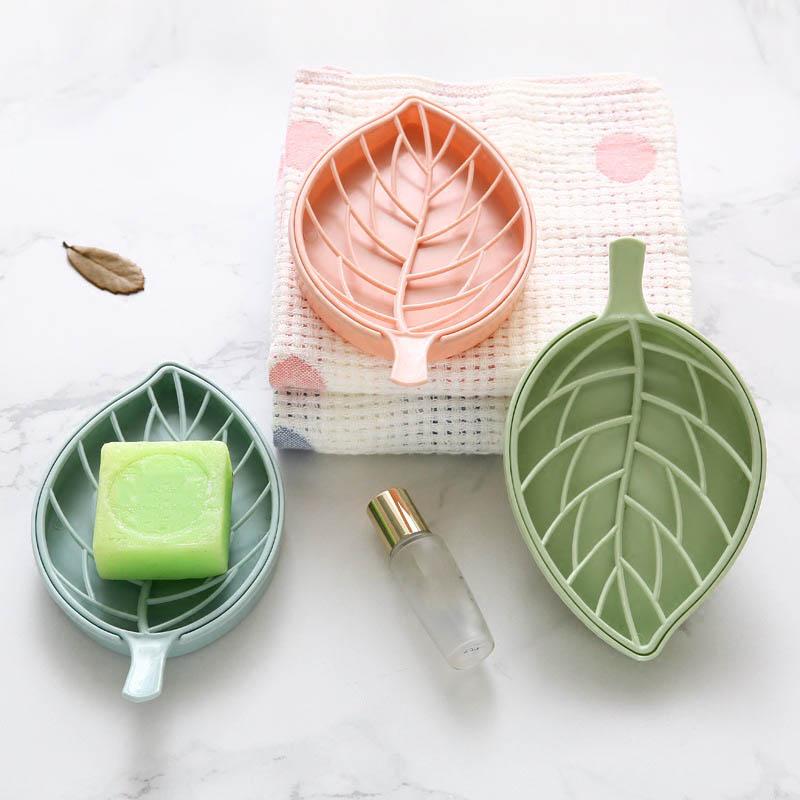 Multi-functional Soap Container Portable Bathroom Accessories Leaf Shape Soap Dish Soap Box 1PC