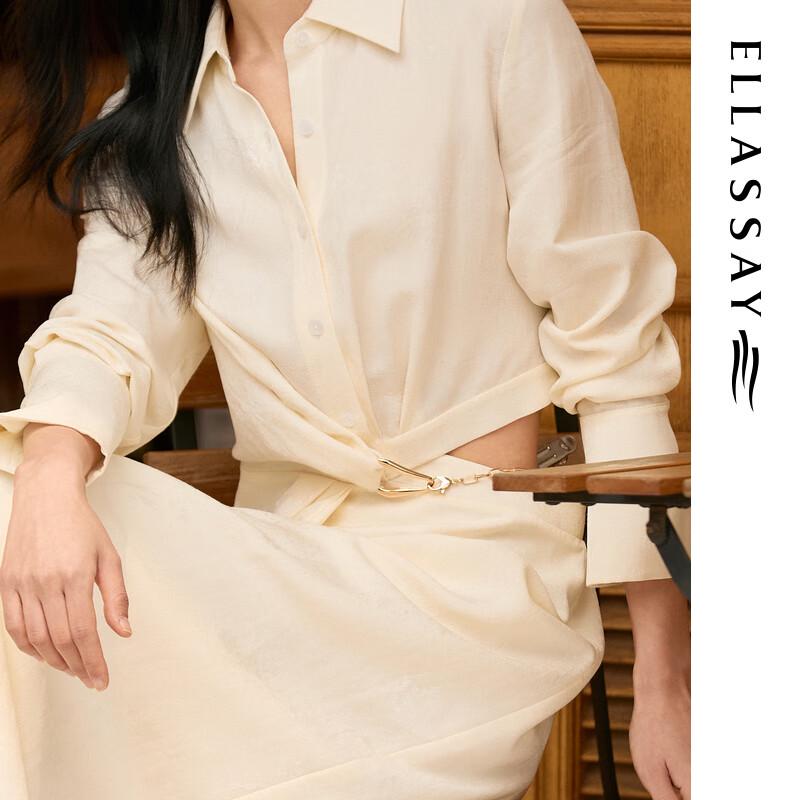 ELLASSAY Платье А-силуэта из смесовой мериносовой шерсти с ажурной вязкой, ранняя осень 2025