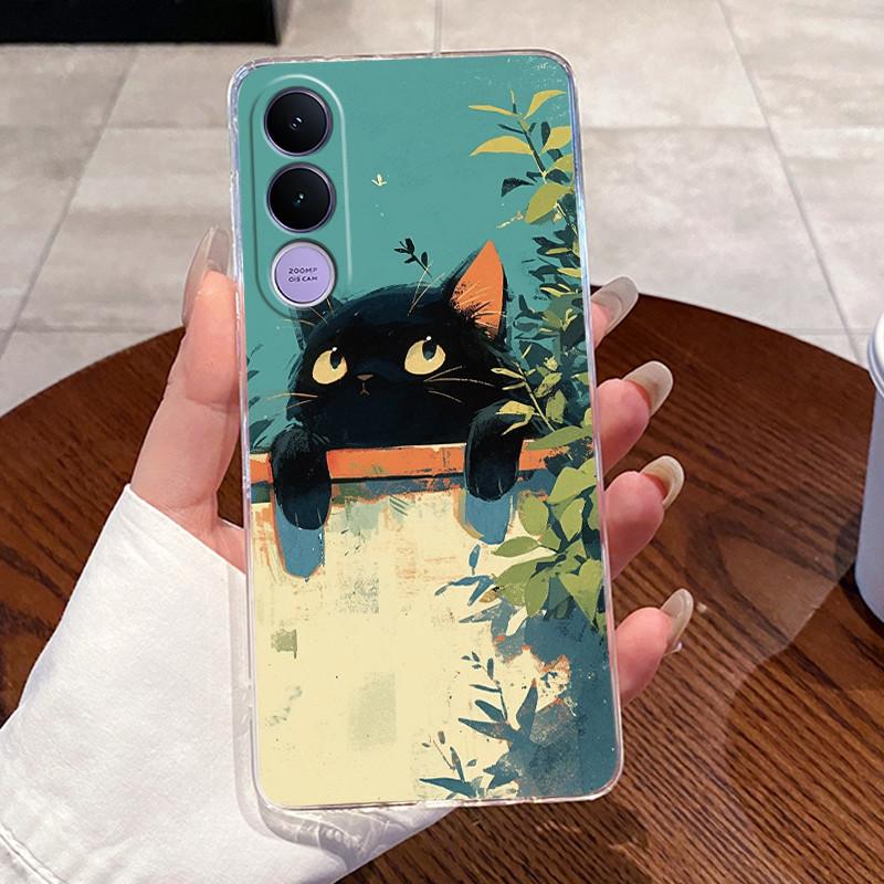 Casing For Vivo V70 FE Case V2550 Aesthetic Fashion Cute Cat Cartoon Soft Silicone Back Cover Transparent TPU Phone Case Bumper