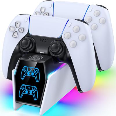 Зарядка контроллера PS5 Одновременная быстрая зарядка для двух PS5 Edge PlayStation 5 Светодиодный индикатор и RGB Перезаряд Компактная подставка, Контроллеры, Док-станция,