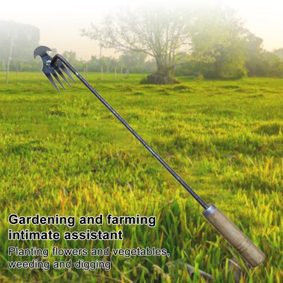 Инструмент для прополки сада, 4-зубчатый съемник для сорняков с длинной ручкой, металлический ручной инструмент для прополки, легкое удаление, уход за газоном, товары для дома