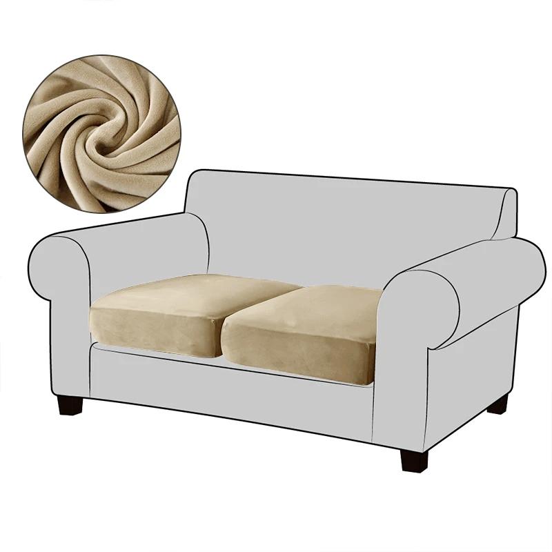 Velvet Sofa Seat Cushion Covers For Living Room Plush Sofa Cushion Covers Soft Stretch Sofas Couch Slipcover Furniture Protector