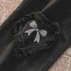 Женские черные джинсы с высокой талией и вышитым бантом Love Bow - новый весенне-осенний стиль с прямыми, свободными широкими штанинами