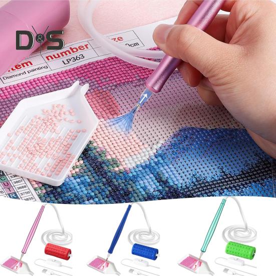 Вакуумная алмазная художественная ручка Электрическая алмазная художественная ручка с лотком для хранения Инструмент для размещения алмазов без воска для всех видов алмазов