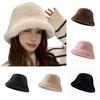 Winter Faux Fur Bucket Hat Fisherman Warm Heavy Plush Hats Ear Protection Outdoor Windproof Solid Hats Cap