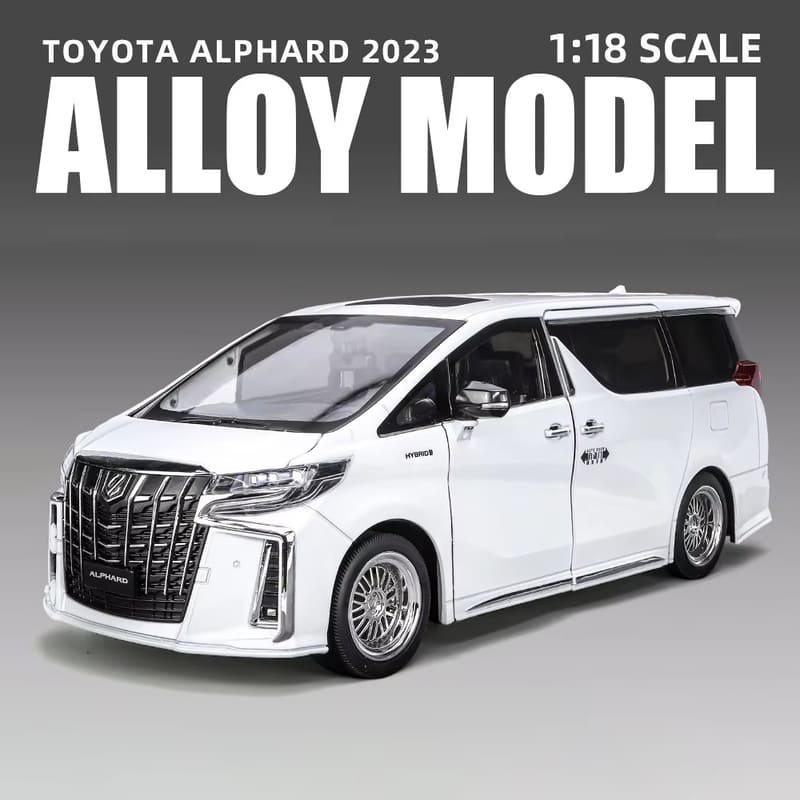 New 1:18 Toyota Alphard MPV Oversized Alloy Model Car Toy Die-cast Metal Casting Sound and Light Car Children Automatic Door Alloy Car Boy Gift