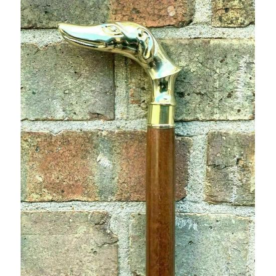 Старинная латунная дизайнерская ручка для собаки, деревянная винтажная трость, подарочная копия