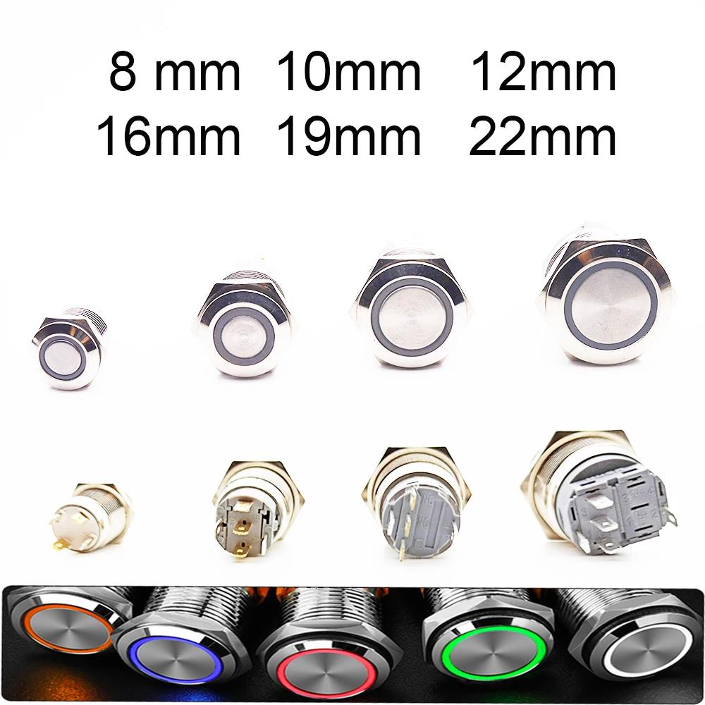 Electric Waterproof Power 12v Led Light Momentary Push Button Switch 8/10/12/16/19/22 Mm Pressure Switches 220v 24v 3v Keyboard Switches Oil Pressure