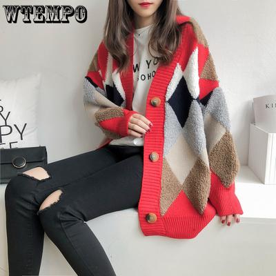 Корейская версия Свитер Кардиган Женский Свободный Топ Толстый Вязаный Свитер