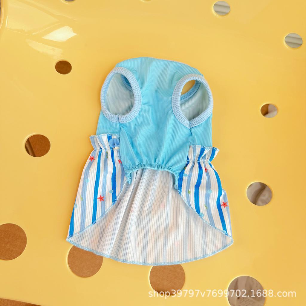 Ice Silk Lotus Leaf Skirt Pet Dog Dog Cat Clothes Splicing Summer Thin Breathable Cool Clothes Sun Protection Than Bear