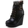 Fashion Size 34-43 Winter Buckle Super High Wedges Platform Ankle Boots for Women Lace Up White Black High Heel Ladies Shoes Bootie