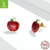 Серьги-пусеты Yinziyun «Рождественское яблоко», красная капля масла, женские, европейский/американский стиль, серебро s925.